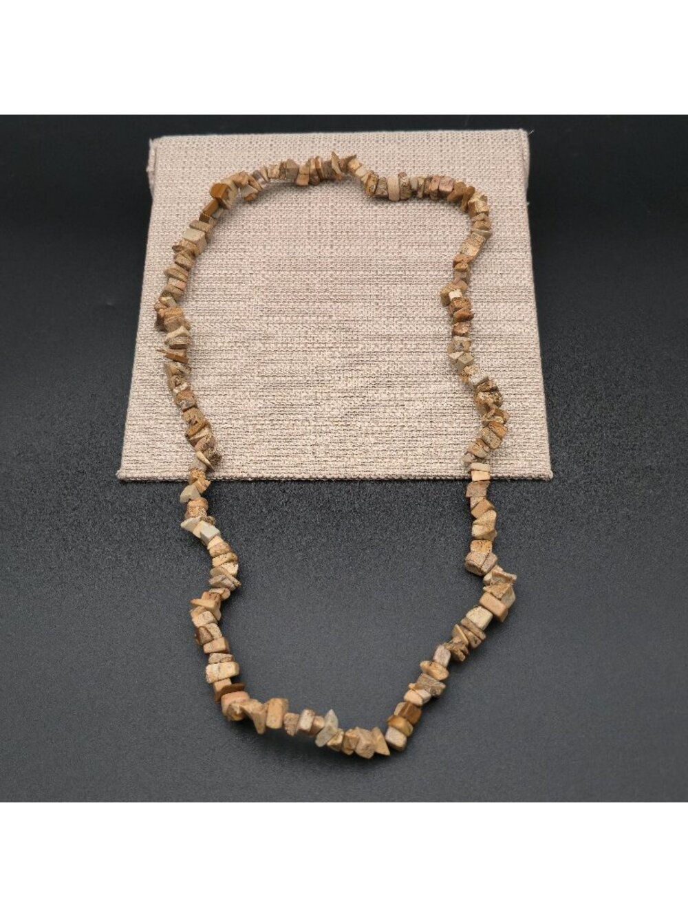 15 Inch Slip On Natural Picture Jasper Gemstone Chip Endless Strand Necklace B15